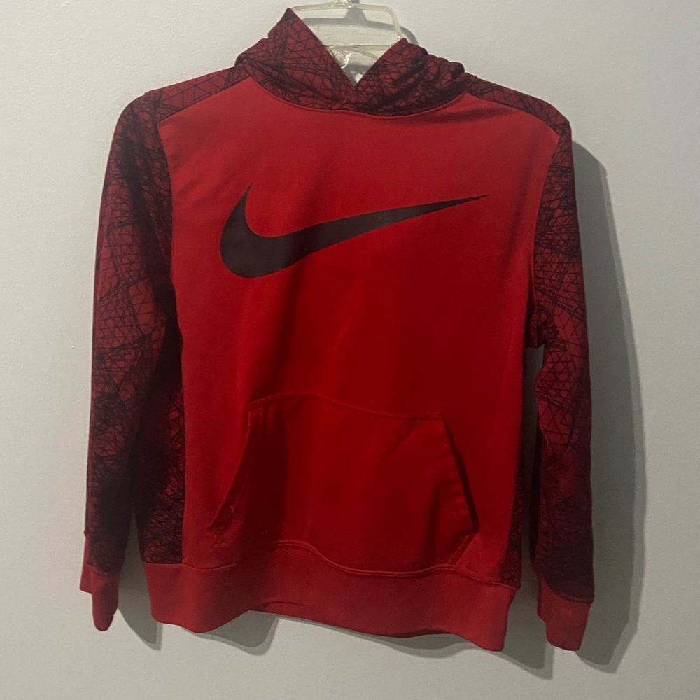 Nike Youth Large Dri-Fit Red/Black Hoodie Pullover Sportswear Sweatshirt